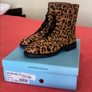 Antonio Melani Animal Print Cheetah Combat Boots